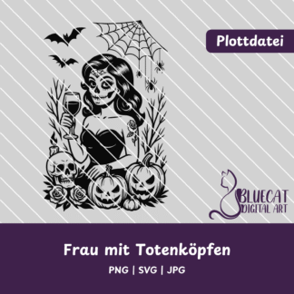 Frau mit Totenköpfen