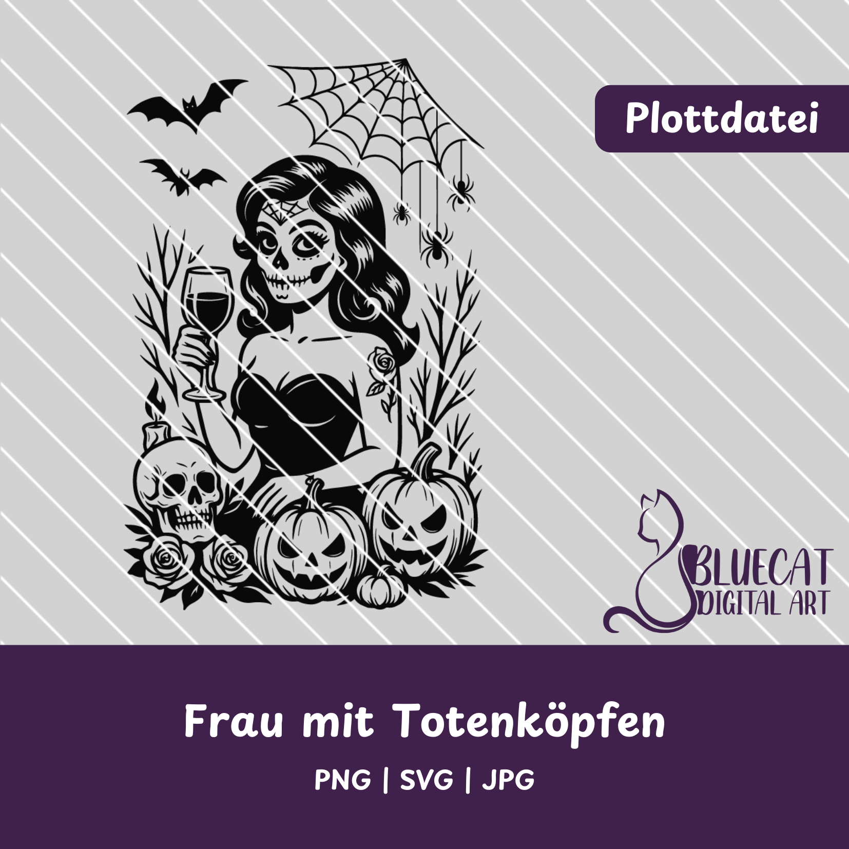 Frau mit Totenköpfen